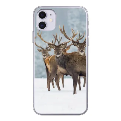 Produktbild von MuchoWow® Handyhülle Schutzhülle Hülle für iPhone 11 Hirsche - Tiere - Schnee - Winter - Landschaft - Natur Silikon Softcase Handy Hülle - Handytasche