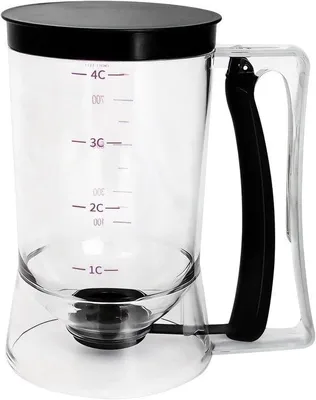Produktbild von Teigspender - Teigportionierer mit Messskala & Ausgießer - Teigdosierer für Pfannkuchen, Crêpes, Waffeln, Cupcakes & Kuchen - Backzubehör - Schwarz