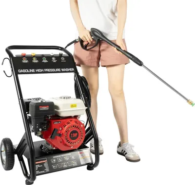 Produktbild von Benzin Hochdruckreiniger - 2200 PSI 7,5 PS - 5 Düsen - Tragbarer Terrassen- und Einfahrtreiniger - 3400 U/min - Schwarz