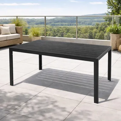 Gartentisch Aluminium Holzimitat Tischplatte Gartenmöbel Esstisch L150xB90xH74cm