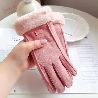 Immagine prodotto di Guanti invernali da donna realizzati in morbida e calda pelle di pecora, adatti per l'autunno e l'inverno, con funzionalità touchscreen, ideali per bicicletta e sci.