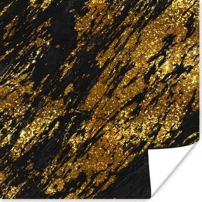 Produktbild von MuchoWow® Poster Marmor - Gold - Glitter - Schwarz 100x100 cm - Babyzimmer