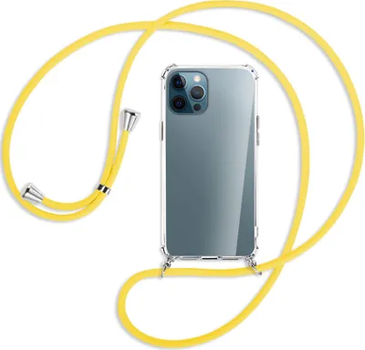 Produktbild von Handykette Backcover-Schutzhülle mit Band (Metall silberfarben) für Apple iPhone 12 Pro Max - gelb
