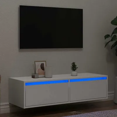 Zdjęcie produktu dla Maison Exclusive – szafka pod telewizor z oświetleniem LED, biała, 100 x 35,5 x 25 cm