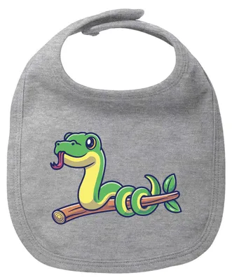 Produktbild von Huuraa Baby Lätzchen Schlange Comic Heather Grey Klettverschluss  Baumwolle Latz Geschenkidee