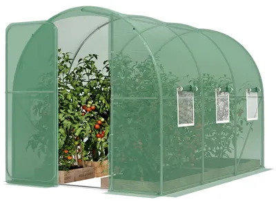 Produktbild von Foliengewächshaus mit abschließbarer Tür, Gewächshaus 300x200x200 cm, 6 Netzfenster, PE-Folie, Grün  |  18,9 kg  |  300 x 200 x 200 cm