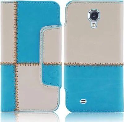 Produktbild von Samsung Galaxy S4 i9500 i9505 numia Bookstyle Nahtmuster Blau-Weiss
