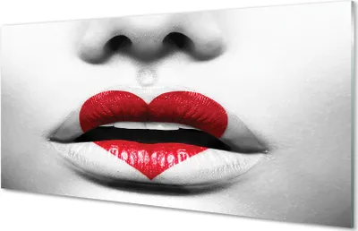 Produktbild von Glasbilder 140x70 Wandkunst Herz Lippen Frau