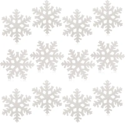 Produktbild von COM-FOUR® 12x Christbaumschmuck XL Schneeflocke - Weihnachtsdeko Schneestern zum Anhängen - Anhänger für Weihnachten in weiß