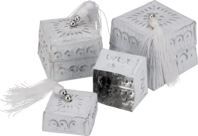 Produktbild von Schmuckdöschen, Schmuckschachtel, Geschenkverpackung 3er Set, Mehrfarbig, Metall, Farbe: Weiß, 6*6*4,5 cm
