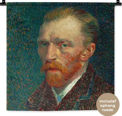 Produktbild von MuchoWow® Wandteppich Wandbehang Selbstporträt - Vincent van Gogh 60x60 cm Tapisserie Dekoration Wandtuch - Dekorationen - Wand Decke