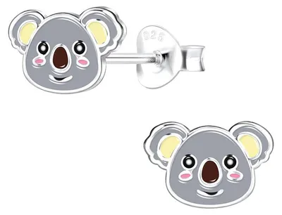 Produktbild von Kinder Ohrstecker Koala: Bunte Ohrringe Silber 925