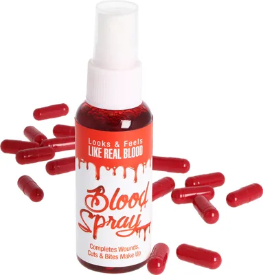 Productafbeelding van COM-FOUR® Kunstbloedset, 17-delig - Bloedspuit en bloedcapsules voor Halloween - Perfect voor vampier- en zombie-kostuums