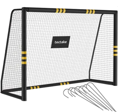 Produktbild von tectake® Fußballtor, 306 x 206 cm, wetterfest, reißfestes Netz, Rahmenpolsterung, inkl. 7 Heringe, in schwarz-gelb