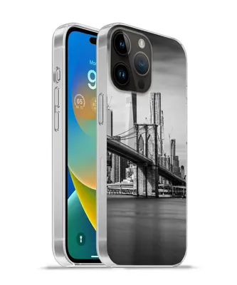 Produktbild von MuchoWow® Handyhülle Schutzhülle Hülle für Apple iPhone 14 Pro Max Architektur - New York - Brooklyn Bridge - Wasser - Schwarz und weiß Silikon Softcase Handy Hülle - Hardcover