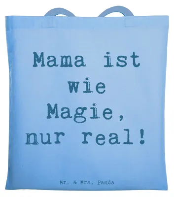 Produktbild von Mr. & Mrs. Panda Shopping Tasche Spruch Magische Mama - Sky Blue - Geschenk, Fürsorge, Realität, Jubiläen, Beutel, besondere Geschenke, einkaufsshopper, Mutterschaft