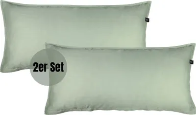 Image de SCHÖNER WOHNEN-Collection Satin Parure de lit PLAIN Vert 40 x 80 cm 2pcs
