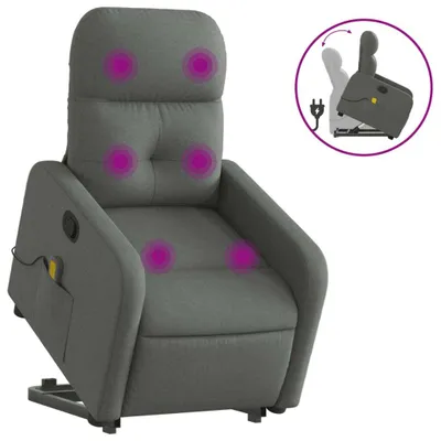Produktbild von vidaXL Massagesessel mit Aufstehhilfe Dunkelgrau Stoff