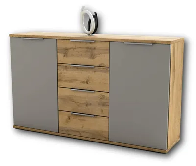 Immagine prodotto di Credenza >Constantin< in rovere selvatico / grigio basalto - 150x90x38 cm (LxAxP)