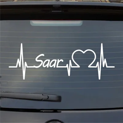 Produktbild von Heckscheibenaufkleber SAAR Herzschlag Puls Fluss River Wasser Liebe 55x19 cm Weiss Glanz Auto Aufkleber Sticker