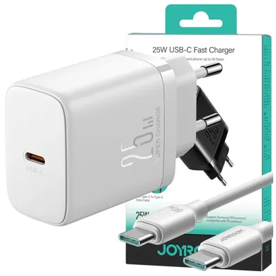 Immagine prodotto di Joyroom Jr-Tcf11 Caricatore Rapido Fino A 25W + Cavo Usb-C / Usb-C 1M - Bianco