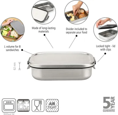 Produktbild von Brabantia Make & Take, Brotdose, Erwachsener, Stahl, Edelstahl, Einfarbig, Rechteckig