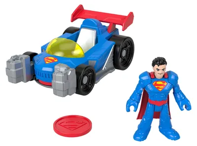 Produktbild von Fisher-Price Imaginext DC Super Friends Metal Force Supermobil Spielzeugauto und Superman-Actionfigur Set, 3 Jahr(e), Schwarz, Kunststoff