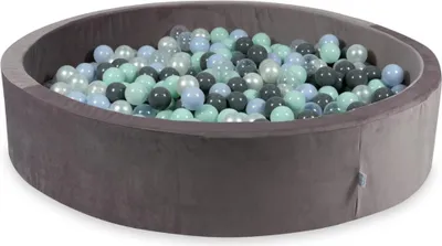 Image de Piscine à balles 600 pièces 130x30 velours violet : menthe claire, bleu clair, perle, gris, transparent, perle