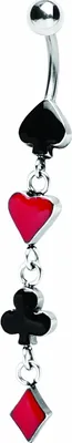 Produktbild von Bauchnabel Stahl Piercing Playing Card mit Roter Beschichtung BBx09