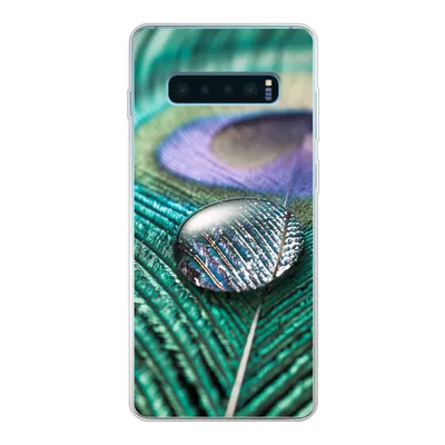 Produktbild von MuchoWow® Handyhülle Schutzhülle Hülle für Samsung Galaxy S10 Plus Nahaufnahme eines Wassertropfens auf einer Pfauenfeder Silikon Softcase Handy Hülle - Schutzhülle