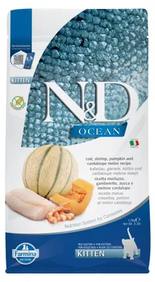 Zdjęcie produktu dla Farmina Pet Food 8010276038852, Kocięta, Każda rasa, Dorsz, Dynia, Krewetka, 1,5 kg