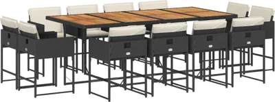 Produktbild von vidaXL 13-tlg. Garten-Essgruppe mit Kissen Schwarz Poly Rattan