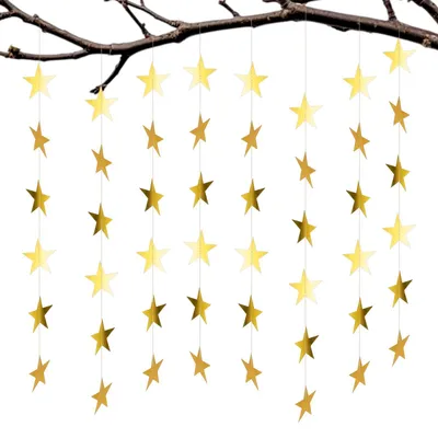 Sternengirlande, 3 Stück, 4 m, gold, reflektierender Glitzer