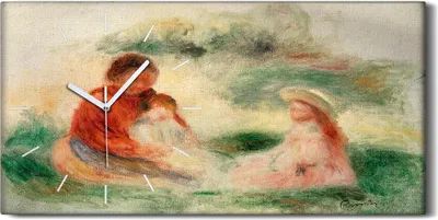 Produktbild von Wanduhr Bürouhr Leinwand Bild Geräuschlos Kunstdruck 60x30 Junge Familie - weiße Hände