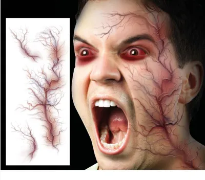 Obrázek produktu pro Dočasné tetování na obličej - žíly - Halloween - 3 ks