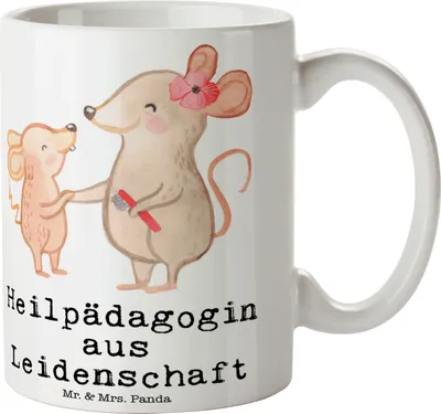 Produktbild von Mr. & Mrs. Panda haferl Heilpädagogin Leidenschaft - Weiß - Geschenk, kaffeebecher keramik, Kaffeetasse, Becher, Ausbildung, Witzig, Lustig, Tasse, Spruch, Trinkbecher