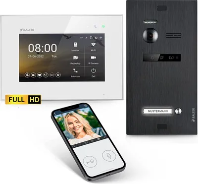 Produktbild von HD Video Türsprechanlage mit Smartphone App für 1 Familienhaus, 1x Monitor, Balter EVO HD WLAN Schwarz