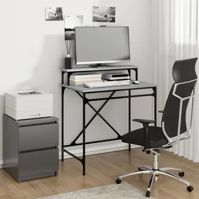 Obrázek produktu pro The Living Store Psací stůl Grey Sonoma 80x50x90 cm Materiál na bázi dřeva a železa