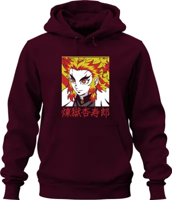 Produktbild von Rengoku Kyojuro Kimetsu no Yaiba Anime Flammenhaar Geschenk Uni Hoodie Kapuzenpullover, Burgundy, XL