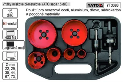 Image de Mèches YATO mèches bimétalliques set de 8 pièces 22-73mm