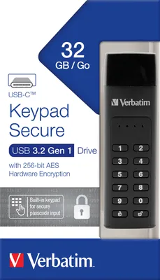 Zdjęcie produktu dla Verbatim Keypad Secure 32GB USB 3.1 Gen 1 USB-C