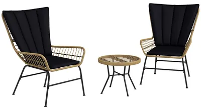Immagine prodotto di Set da bistrot, set di mobili da balcone, stile boho, resistente alle intemperie, 76 x 66 x 96 cm, nero