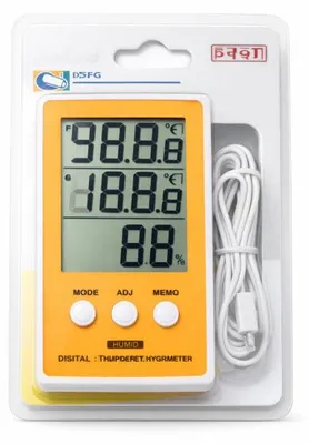 Obrázek produktu pro Verk 09235 Digitální teploměr a vlhkoměr s externí sondou DC105, oranžový