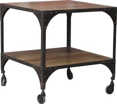 Produktbild von Beistelltisch, mit Rädern - Modell 54, Braun, Holz,Eisen, 64*61*61 cm, Kaffeetische & Bodentische