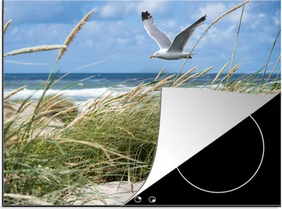 Produktbild von KitchenYeah© Herdabdeckplatte Strand - Vogel - Pflanzen , 71x52cm, Küche Deko, Glaskeramikkochfeld Herdabdeckung, Abdeckplatte fùr Kochfeld