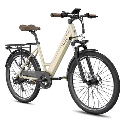 Produktbild von City E-Bike Pannensichere Reifen 26 Zoll Rostfreie Aluminiumlegierung Wasserdicht IP54 bis zu 90 - 110 km mit 7 Gang, Gold