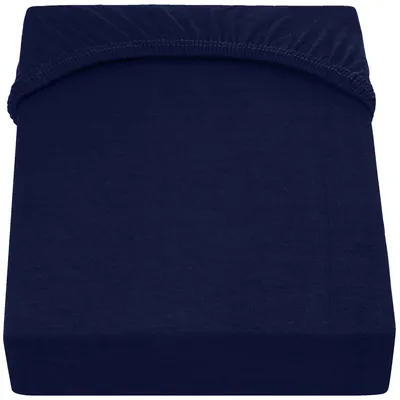 Produktbild von JERSEY Spannbettlaken 180x200-200x200cm Spannbetttuch 100% Baumwolle, Farbe: Dunkelblau