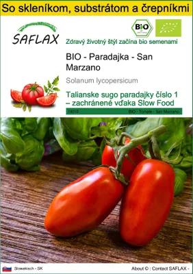 Obrázok produktu pre SAFLAX Kultivačný set - BIO - Paradajka - San Marzano - Solanum lycopersicum - 15 Semená - S mini skleníkom, pestovateľským substrátom a 2 črepníkmi