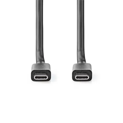 Produktbild von Nedis USB-Kabel - USB 3.2 Gen 2 - USB-C Stecker - USB-C Stecker - 100 W - 4K@60Hz - 20 Gbps - Vernickelt - 2.00 m - Rund - PVC - Schwarz - Label