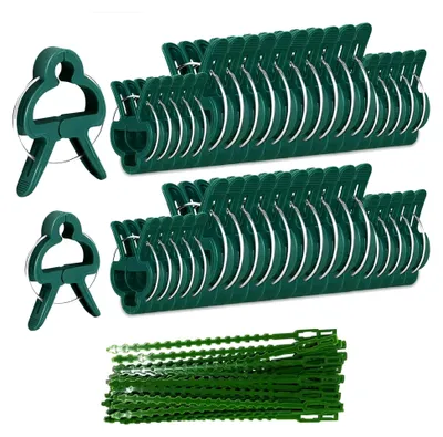 Produktbild von Pflanzenclips, 90 Stück, Rankhilfe für Tomaten und Gurken, Pflanzenklammern für Kletterpflanzen (30 große Clips, 30 kleine Clips, 30 Krawatten)